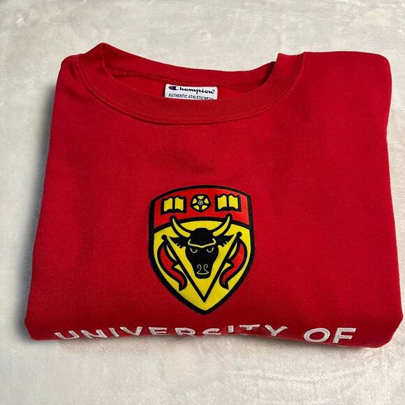 Champion University of Calgary Sweatshirt Men's XL Dinos Red Bull Crest School - Picture 8 of 8